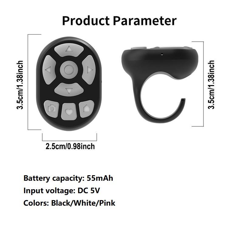 Multi-function BT Wireless Ring Remote Control Portable Fingertip Selfie Video Controller Automatic Page Turner Browsing For Phone