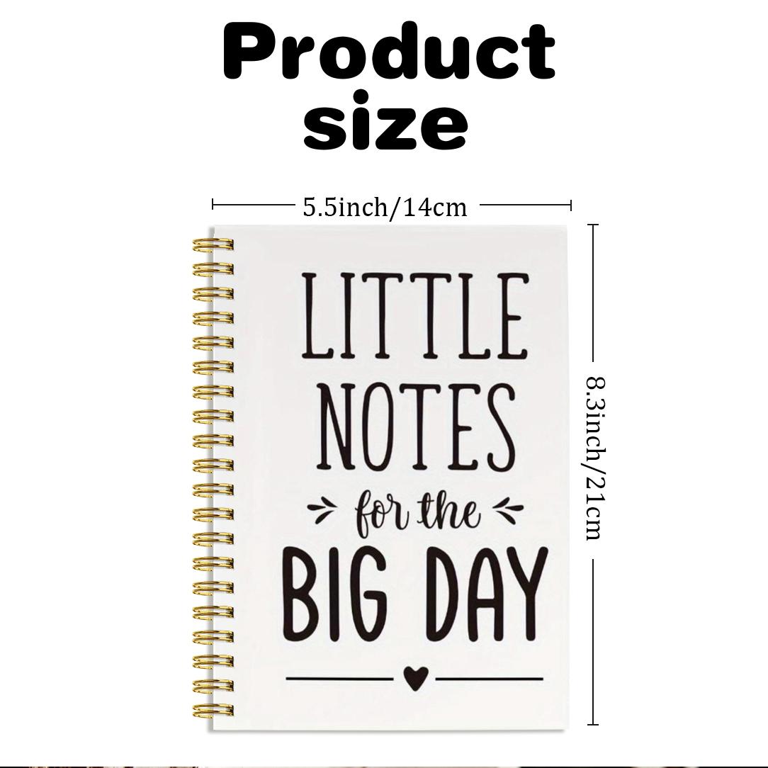 Wedding Spiral Notebook, 8.3*5.5 Inches, Engagement Bride Gift, Wedding Planning Line Page Notebook, Perfect for Holiday Parties, Gifts