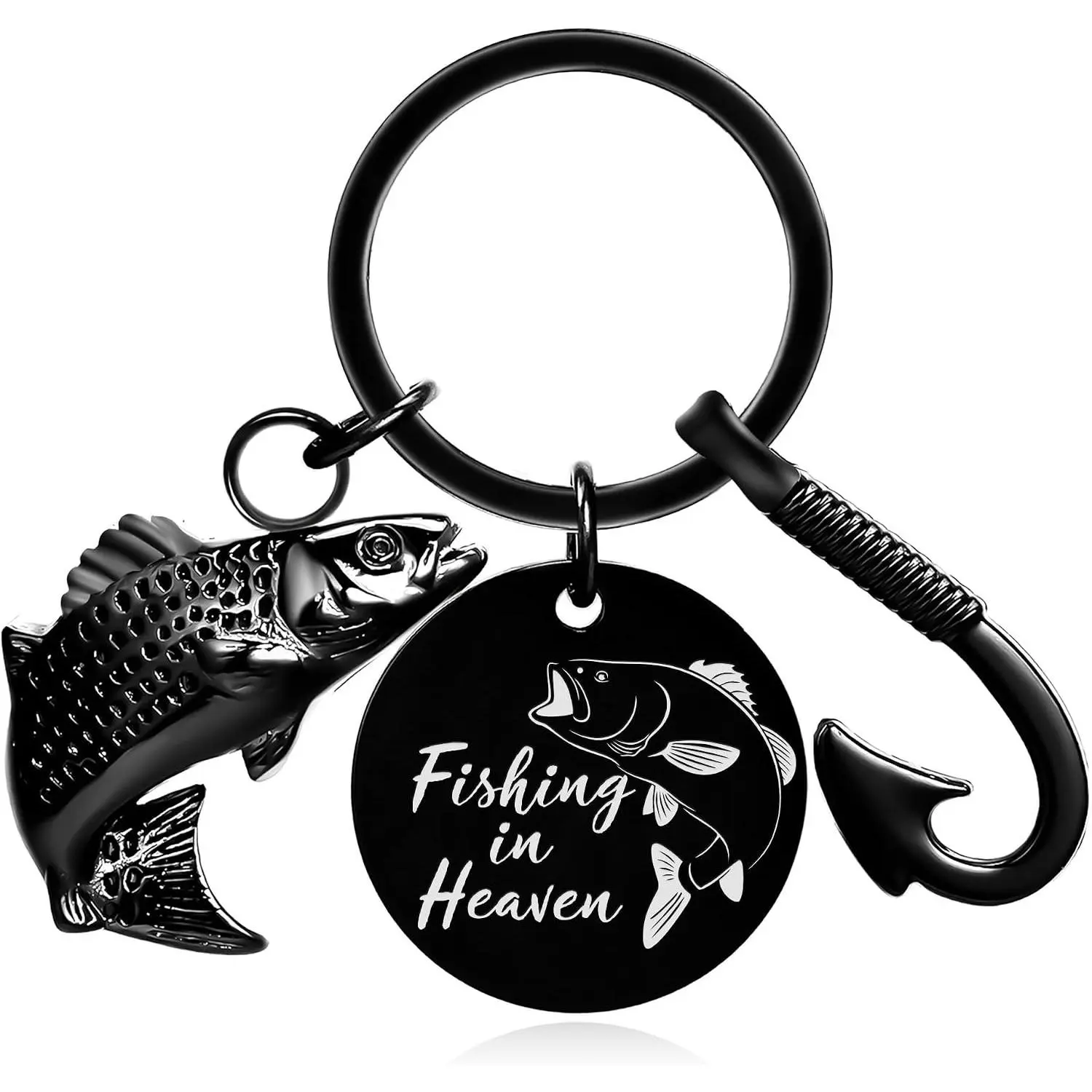 Gredstar Fishing Urn Keychain for Ashes, Cremation Keepsake Memorial | Fish-Shaped Ash Holder, Fishing in Heaven Charm, Secure Screw Closure, Hook Accessory, Angler Tribute, Portable Design