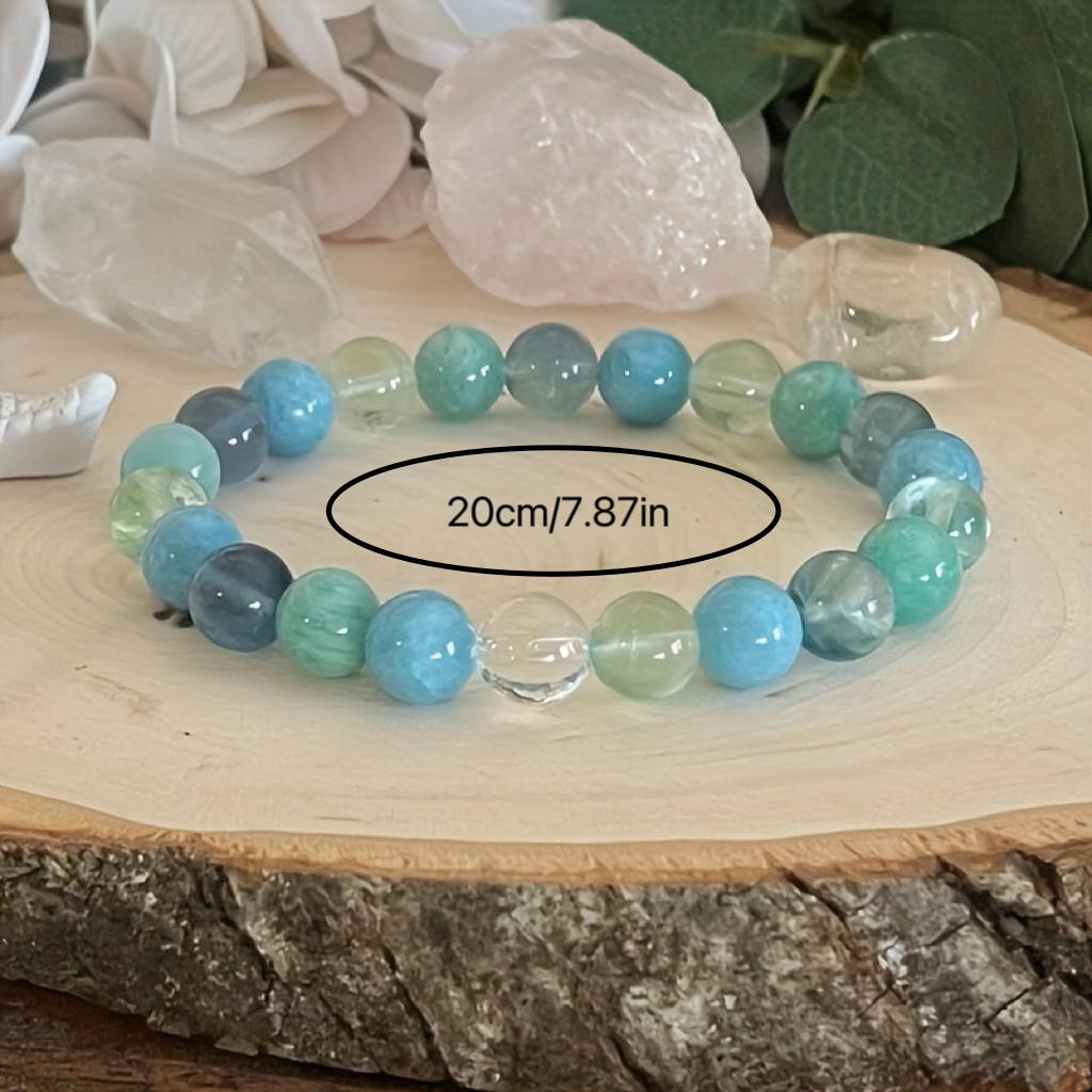 Inner Strength Bracelet Fluorite Amazonite Aquamarine Natural Healing Crystal Gorgeous Stone Gemstone Jewelry Energy Love Girlfriend Boyfriend Souvenir Valentine Anniversary New Year Christmas Halloween Birthday Gift