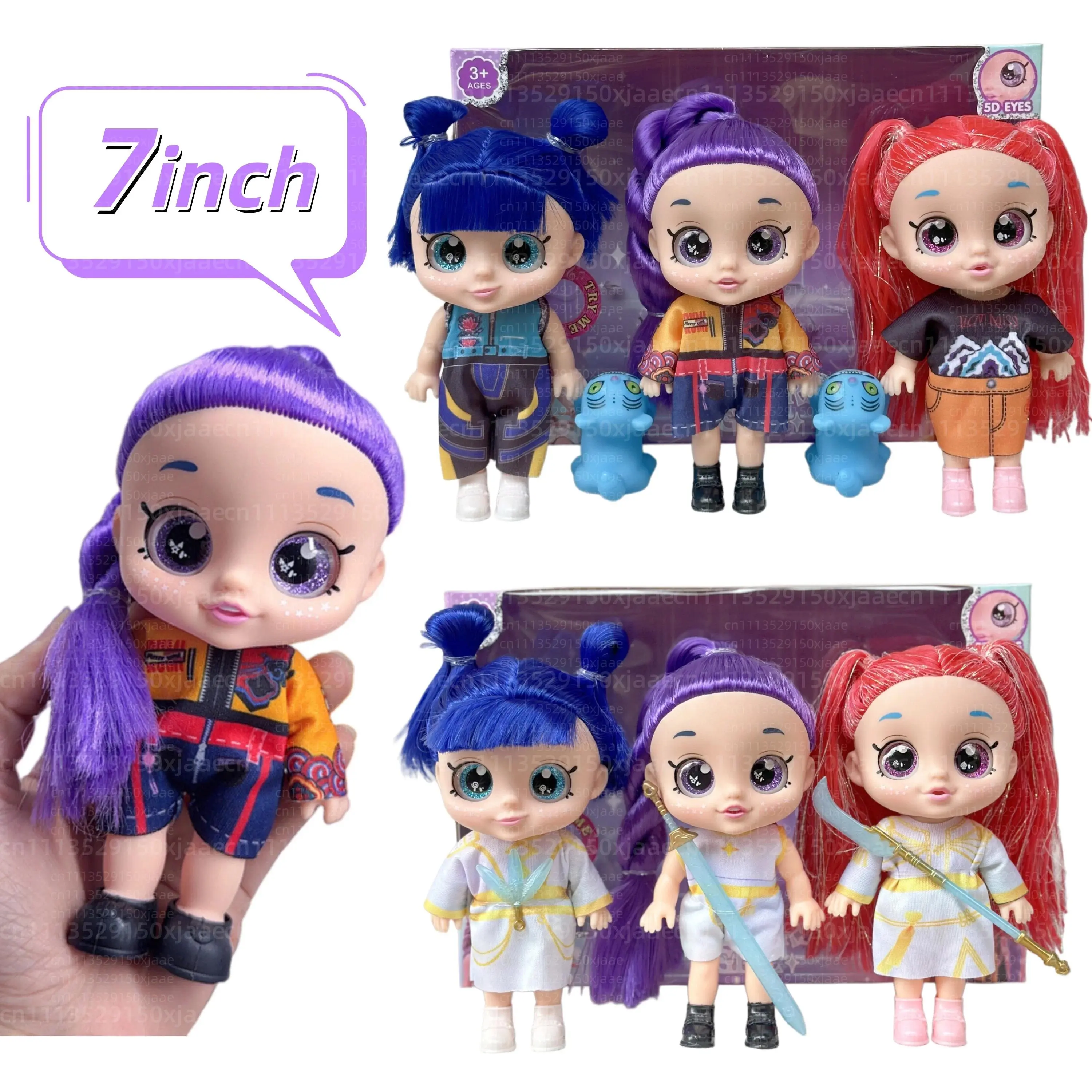 7 Inch Anime Figure Girl Dolls 5D Glitter Eyes Vinyl Toys with Music Movable Joints Cute Collectible Birthday Gift for Kids Fans