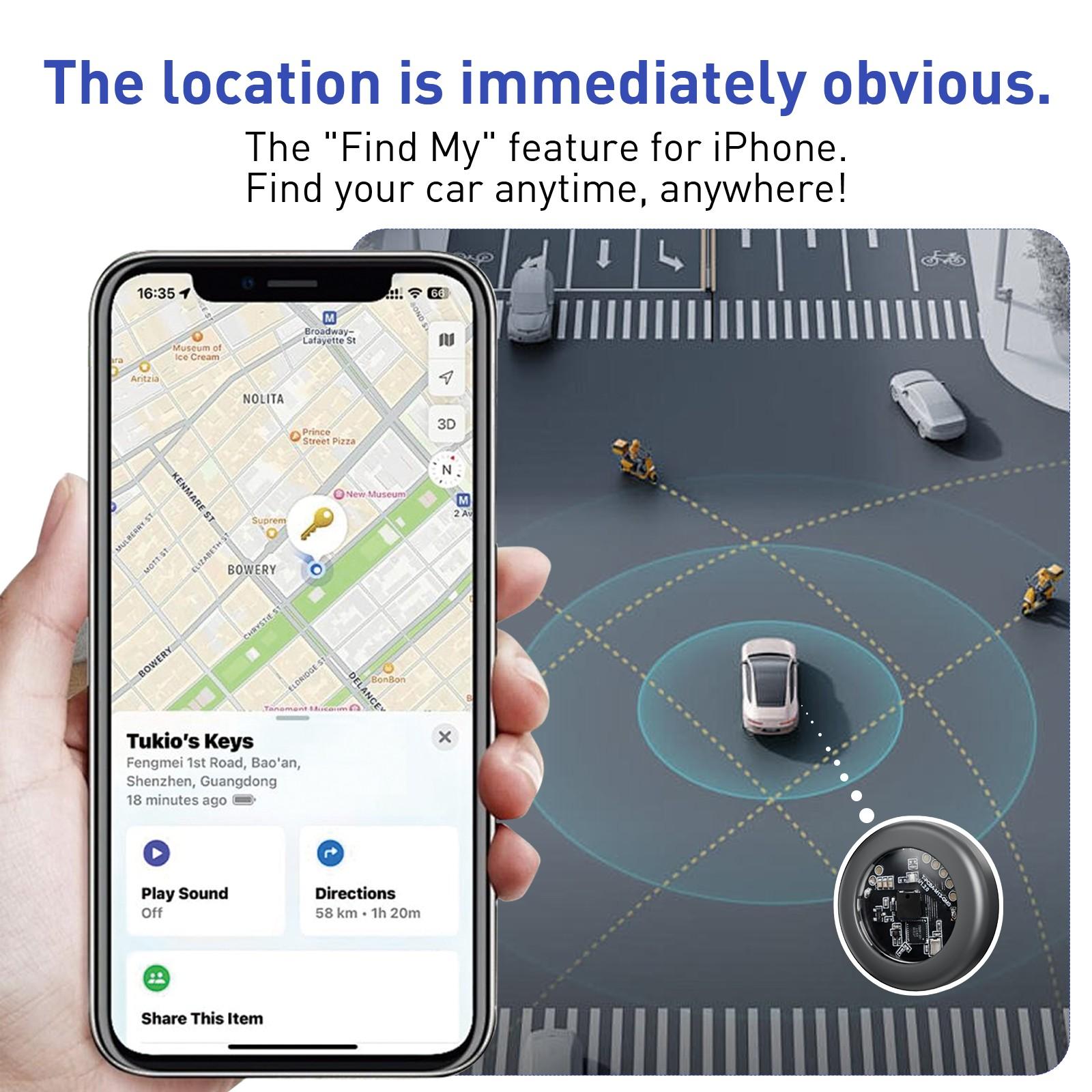1PC Transparent Vehicle Tracker with Magnetic Case, No Monthly Fee, Global Tracking, Supports Apple Find My iOS System, Fits Cars Bikes Motorcycles Pets Luggage Personal Items