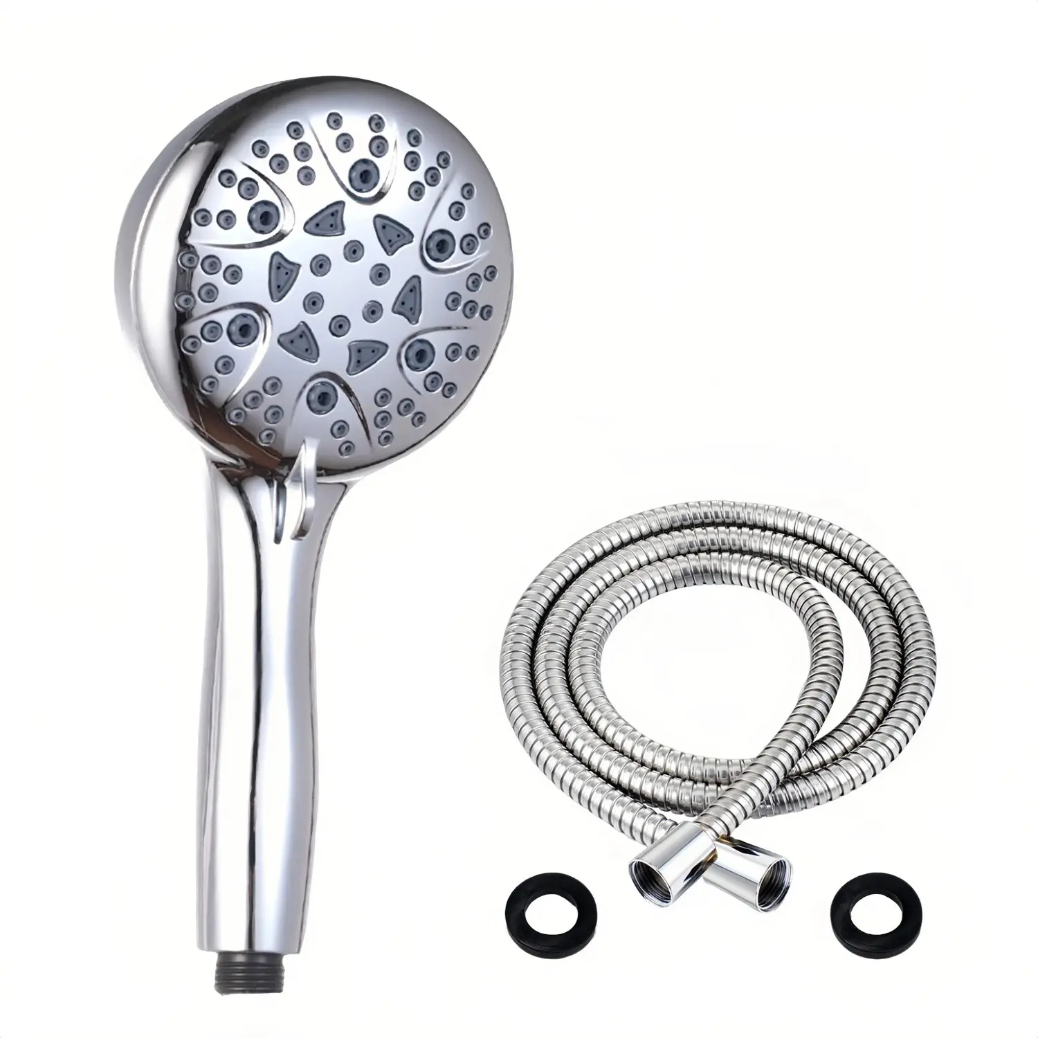 FEELSO Handheld Shower Head Set, Self-Clean High-Pressure 8-Setting Detachable Model with 59-in Stainless Steel Hose, Adjustable Spray Head, Multi-Hole Nozzle, Portable Design for Flexible Installation (Fits Showerheads & Handheld Showers Categories), Adj