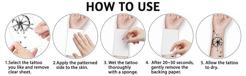 49 Sheets Large Flowers Butterfies Crown Waterproof Temporary Tattoos for Women Fake Tattoos Adults Body Make Up Tattoo