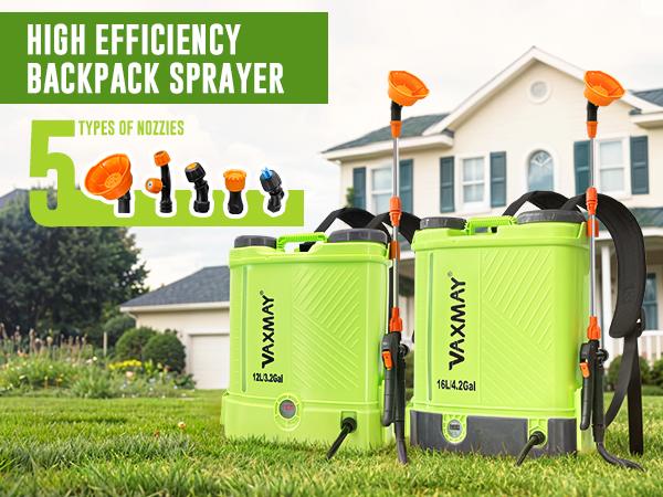 【FathersDayGift】VAXMAY Battery Powered Backpack Sprayer 4 Gallon 100 PSI Electric Garden Sprayer Works with Makita 18V Battery 5 Nozzles Telescopic Wand Included 2.6 Ah Battery & Charger Included, 100 Psi Pressure,father'sdaygifts