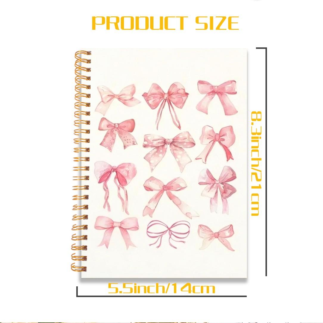 Butterfly Bow Notebook, Women's Aesthetic Journal, Fashion Office Supplies, 5.5x8.3 Inches, 50 Pages, School Stationery