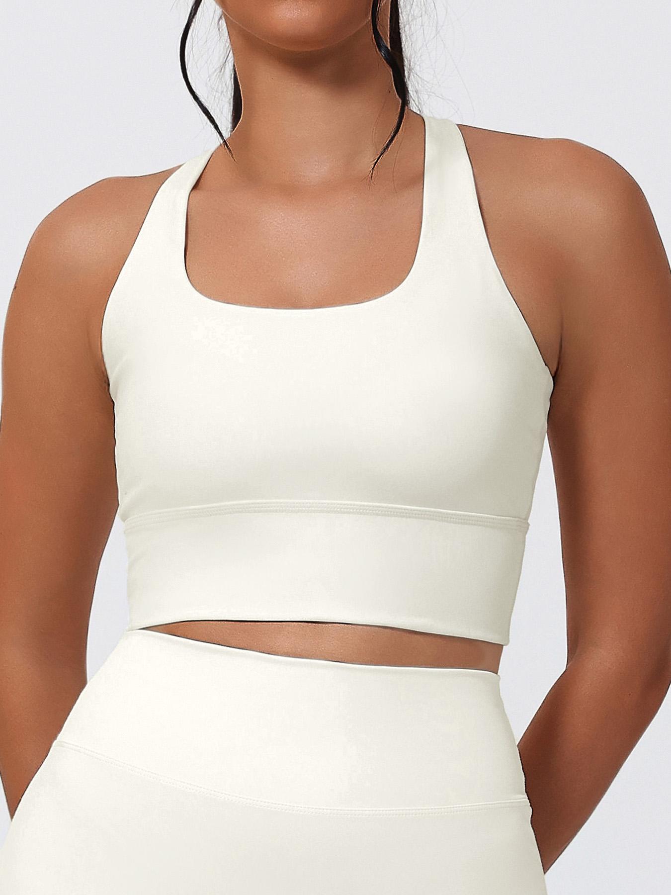 Women's Elastic Backless Sports Bra with Pads, Sexy Crossback Design, Moisture-Wicking Yoga Innerwear, U-Neck, All Seasons, Yoga Workout Activewear, Strappy Workout Bra