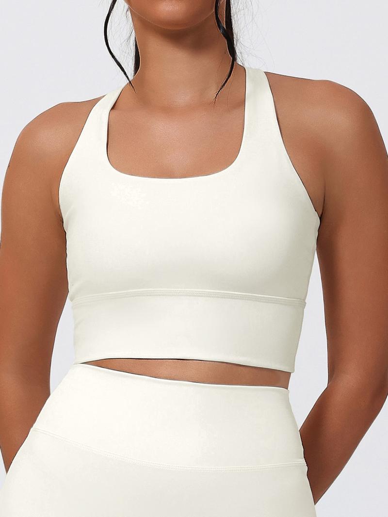 Women's Elastic Backless Sports Bra with Pads, Sexy Crossback Design, Moisture-Wicking Yoga Innerwear, U-Neck, All Seasons, Gym Workout Clothes