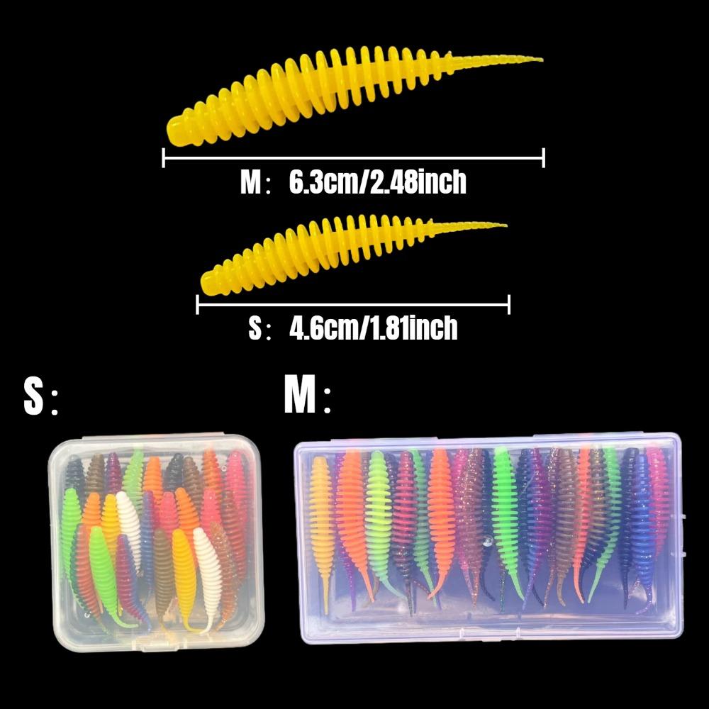25pcs Mainland Worm Lure Soft Bait Fishing Bait for Carp and Black Bass Artificial Bait 1.81inch/ 2.48inch