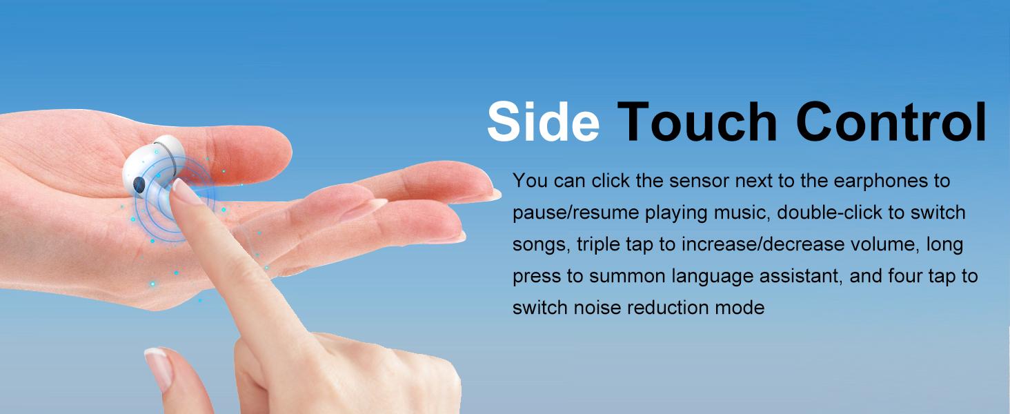 Smart Earphones with Touchscreen, Touch Screen Earbuds, 13 Functions Wireless Headphones Bluetooth 5.4, Touch Buds with LED Screen, ANC/ENC Noise Cancelling, 40H Playtime, for iOS Android