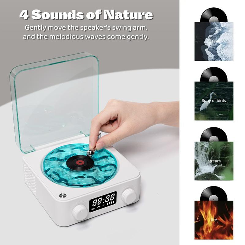 Waves Vintage Vinyl Record Player Bluetooth Speaker with Adjustable Ambient Night Lights, 4-Mode Wireless Audio Turntable wall lights
