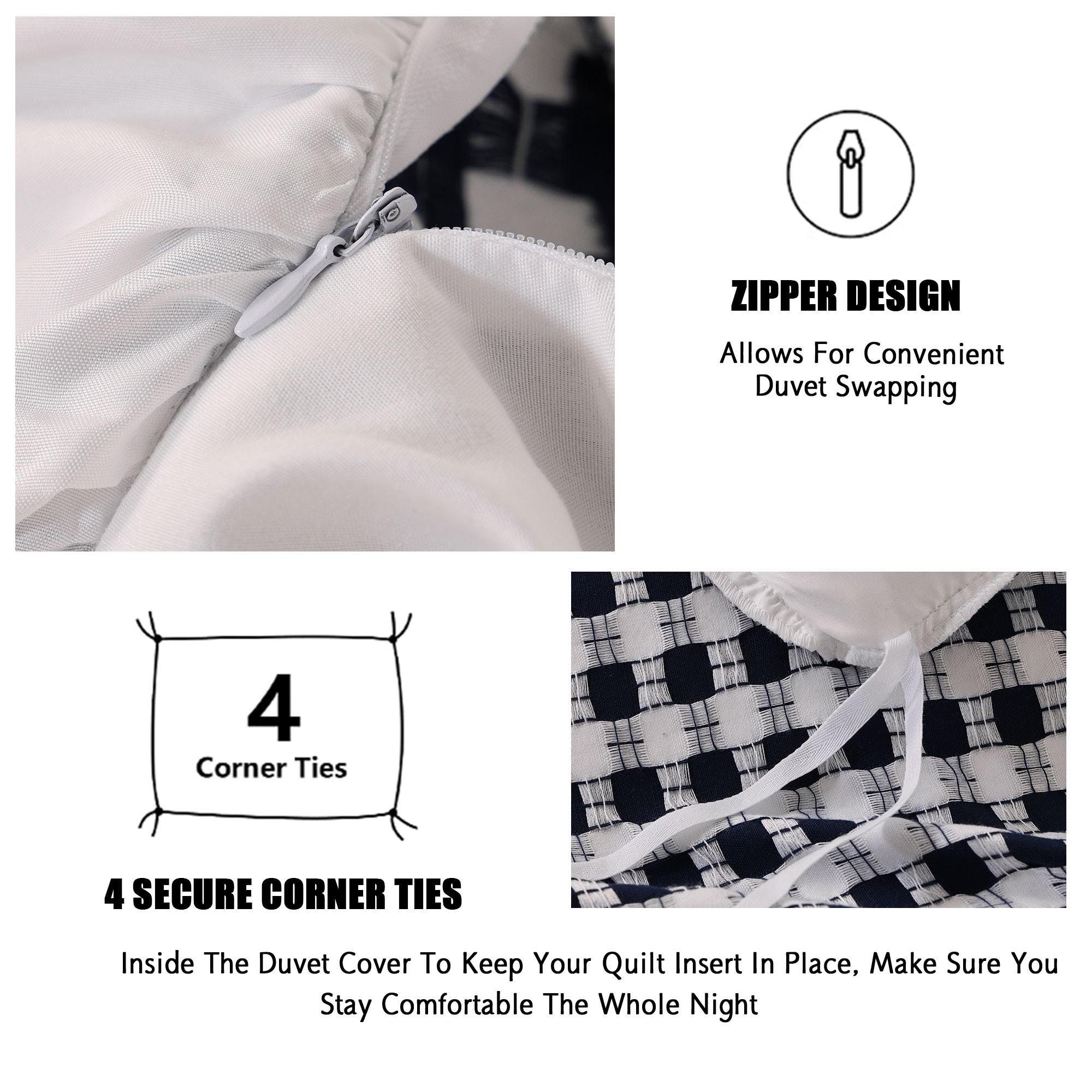 3Pcs Black White Gingham Duvet Cover Set, French Ruffle Vintage Design, Soft Skin-friendly Breathable Cozy, Ideal for Bedroom Dorm Home Decor Daily Use (No Filling, No Pillow Inserts)