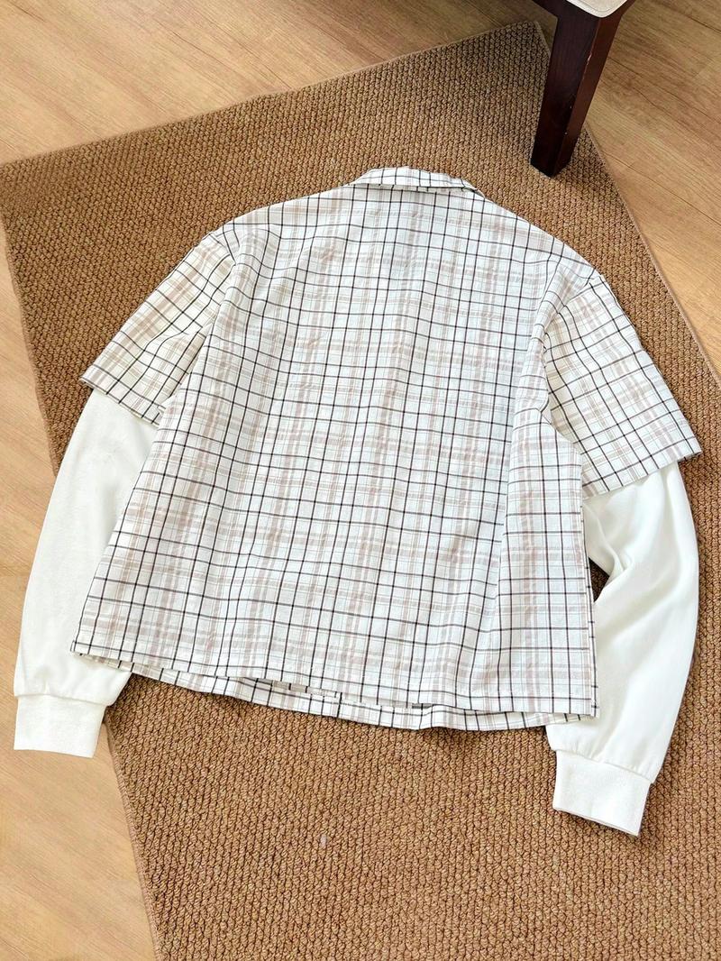 Unisex Free Print Plaid Shirt, Two-Piece Design with Vintage Graphics, Soft Button-Down for Grunge Style and Daily Wear