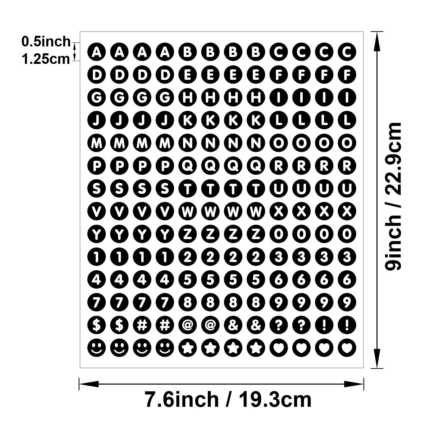 Colorful Round Alphabet Stickers Set, 6 Sheets/sheet, Waterproof 0.5-Inch Letters & Numbers, Ideal for Scrapbooking, Journaling, DIY Projects
