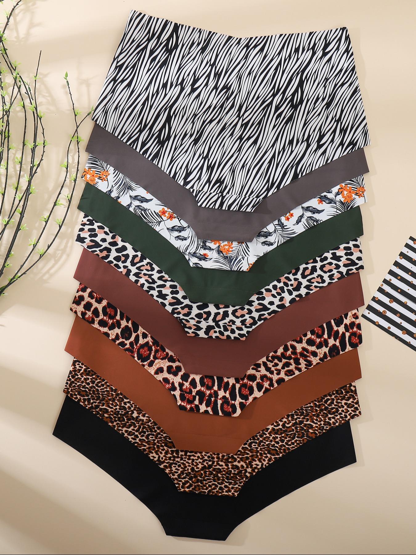 【Plus Size】 Women's Leopard Print Panty, Breathable Comfortable Seamless Knicker for Daily Wear, Casual Breathable Knicker, Women's Underwear for All Seasons