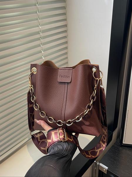 Women's PU Handbag, Casual Crossbody Shoulder Bag, Fashion Bucket Bag, Elegant Daily Use Accessory, Fashionable Bucket Bag, All Seasons