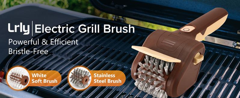 Cordless Rechargeable Electric BBQ Grill Brush, Barbecue Utensils, Premium Stainless Steel Bristles, Deep Cleaning Barbecue Accessory for All Grill Types & Grates
