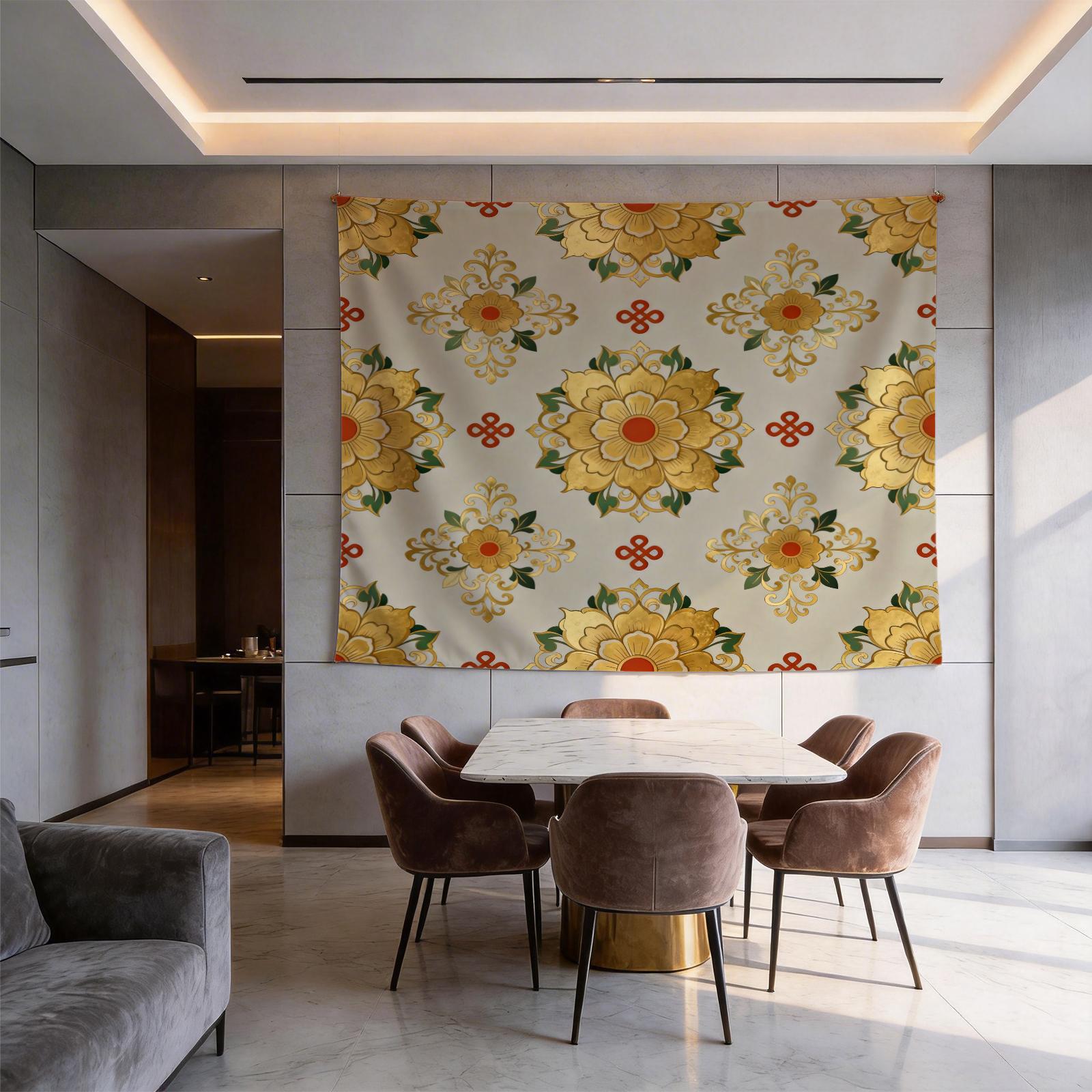 1 Piece Vintage Floral Mandala Tapestry, HD Digital Printed Wall Hanging Tapestries, Aesthetic Boho Tapestry, Easy to Hang for Living Room Bedroom Dorm Home Decor