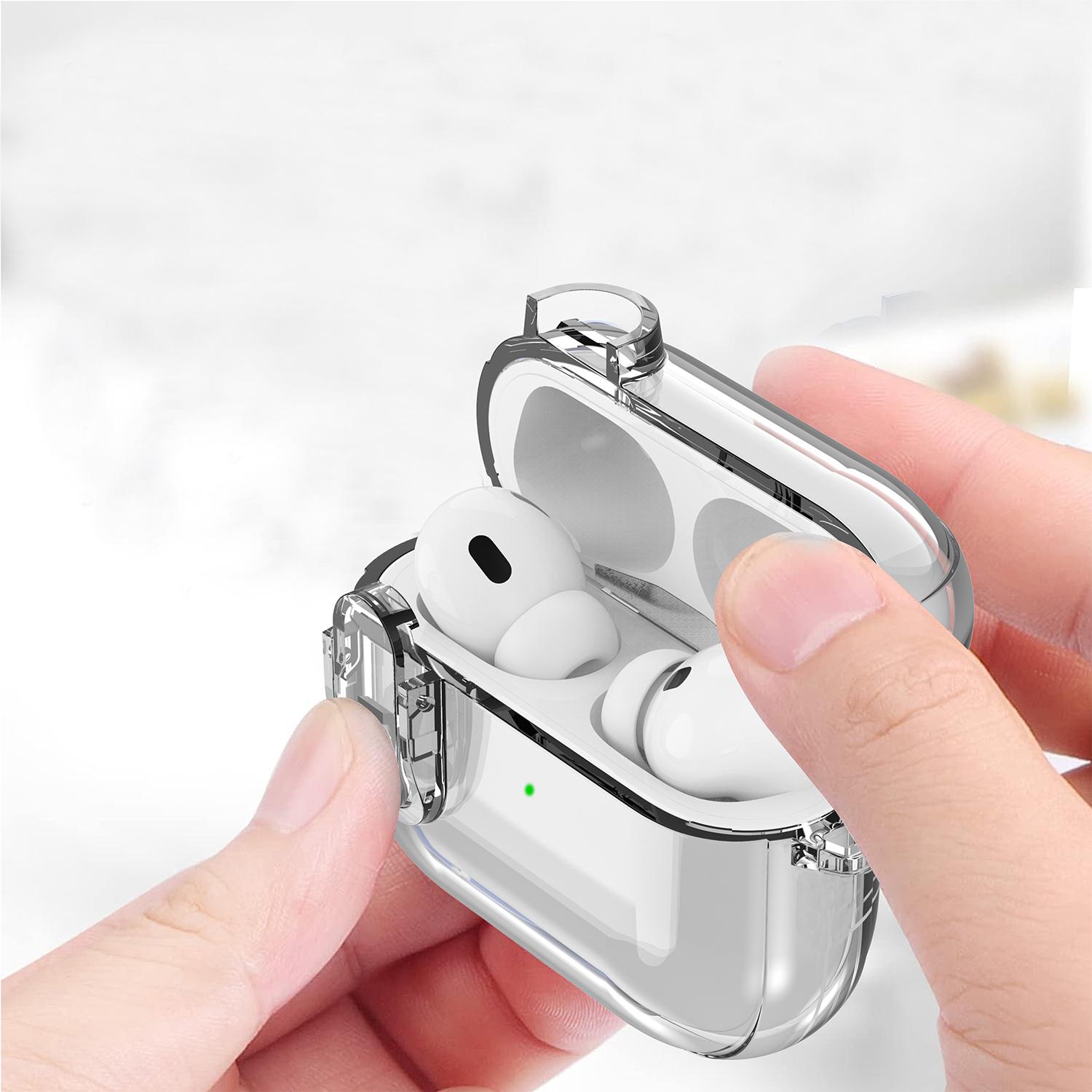 Transparent Soft TPU Protective Case for Wireless Earbuds Pro 3/2/1 & 4/3/2/1 Gen, Audio Headphone Accessory with Secure Lock, Carabiner Keychain, Portable Button, Automatic Charging & Full Protection, Women's Cute Cover