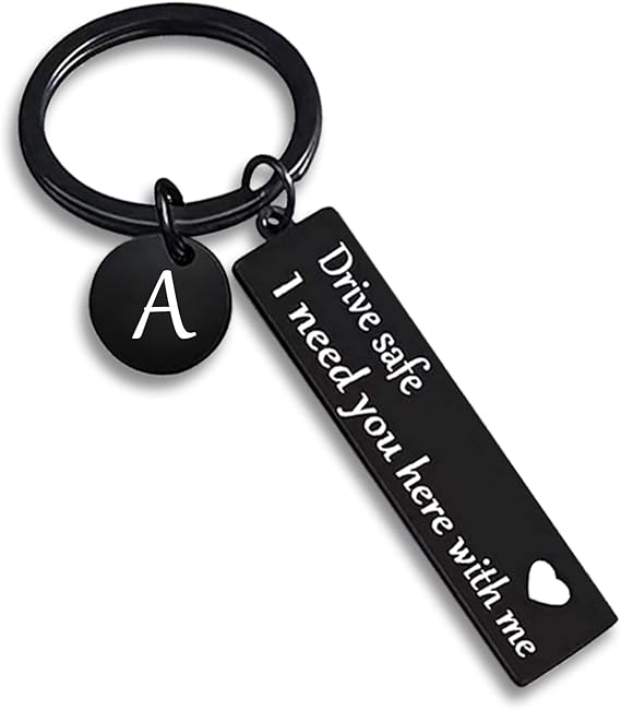 Drive Safe Keychain for Boyfriend,26-Letter Personalized Keychain - Perfect Gift for Birthday,Various Patterns,Christmas gifts,stocking stuffers,men's accessories Outdoorfun