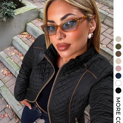 Women's Fall & Winter puffer jacket Casual Lightweight Warm Coat Outerwear with Pockets, Fitted Commuter Daily Wear, Plain Design