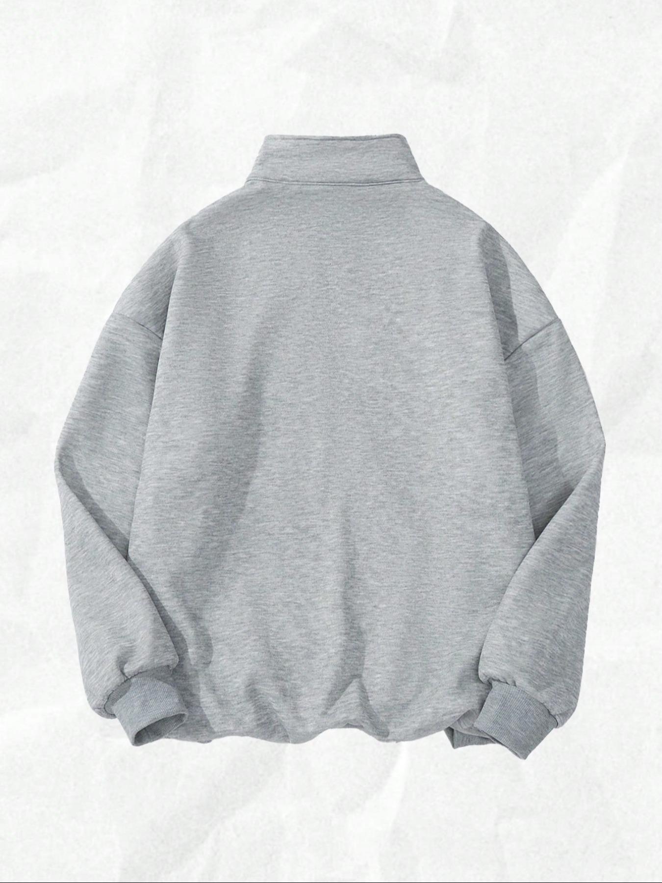 "JESUS" Aesthetic Half Zip Oversized Long Sleeve Sweatshirt, Y2K Christian Graphic Hoodie, Cozy Fleece Drop Shoulder Pullover, Vintage Washed Finish, Daily & Streetwear, Religious Print Top, Casual Pullover Tops, Womenswear