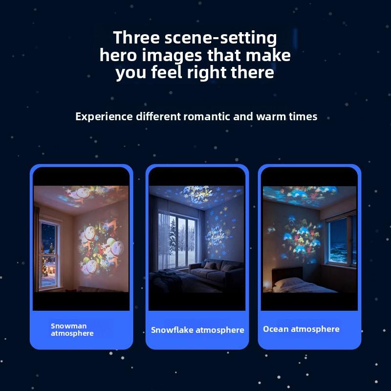 LED Projection Desk Lamp Snowman Christmas Pattern, Dynamic Rotating Holiday Decoration Light, Bedroom Room Atmosphere Laser Projector Gift, Bedroom Led Lights LED Projection Desk Lamp Snowman Christmas Pattern, Dynamic Rotating Holiday Decoration Light, Bedroom Room Atmosphere Laser Projector Gift, Bedroom Led Lights