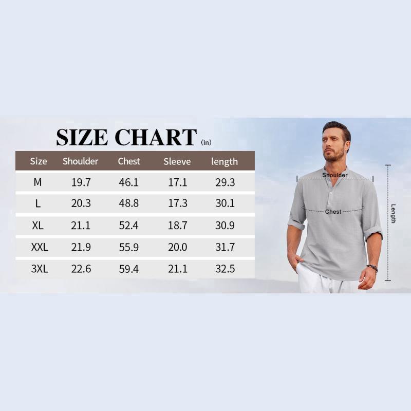 Runcati Mens Linen Shirts Casual Cotton 3/4 Sleeve Regular-Fit Henley T-Shirt Summer Lightweight Beach Yoga Tops