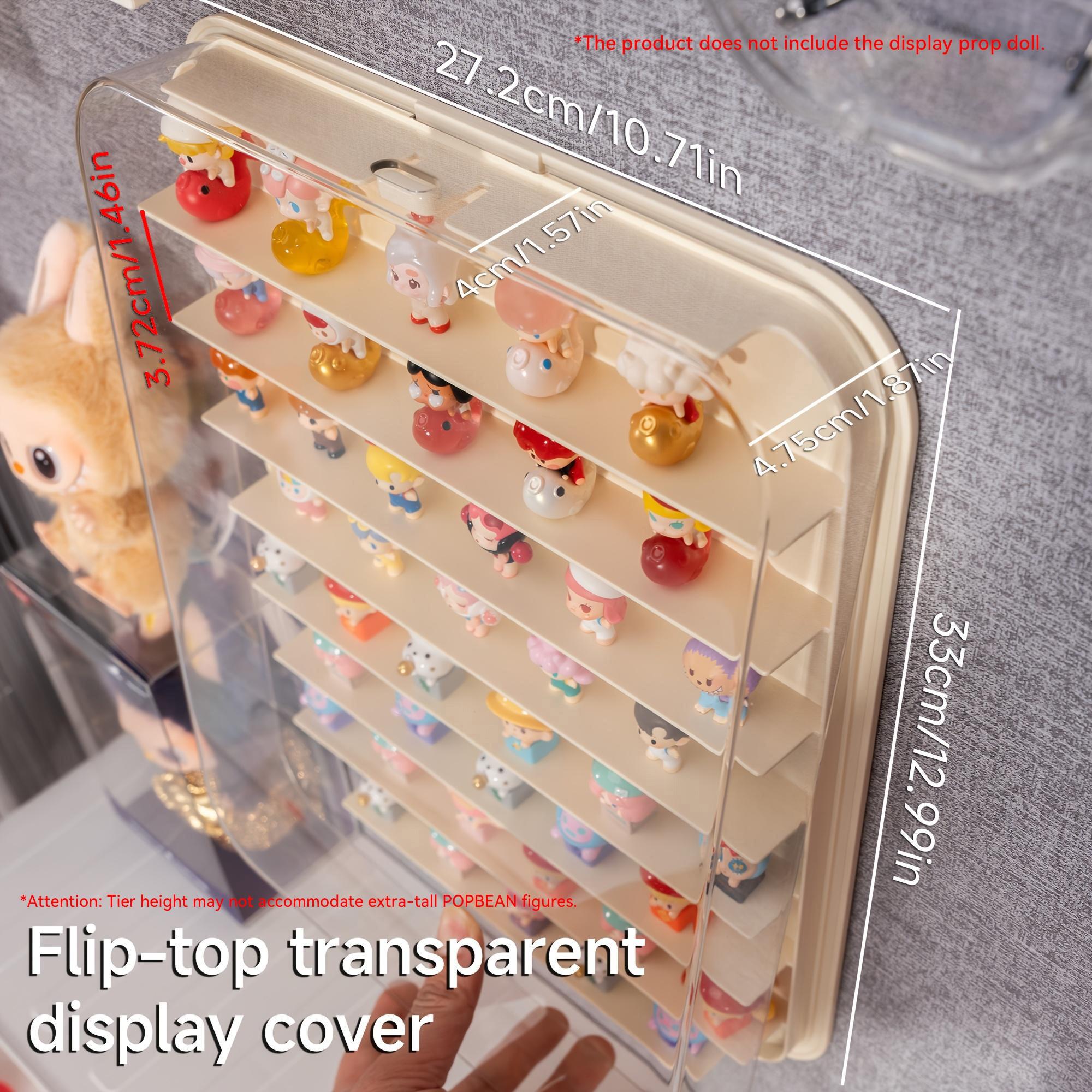 Wall-Mounted Display Cabinet Shelf, Display Cabinet Collectibles, 8-Tier Organizer for Small Figurines, Dustproof Storage Rack for Dolls & Blind Boxes, Transparent Plastic Multi-Grid Shelves