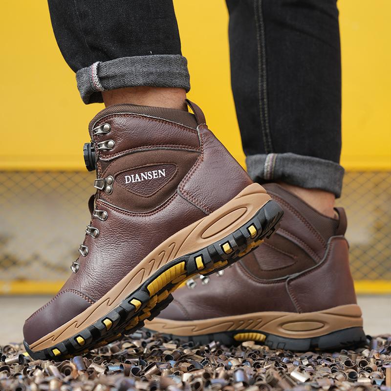 Work Boots Indestructible Safety Shoes Men Steel Toe Shoes Puncture-Proof Sneakers Non Slip Work Shoes New Fashion Rotary Buckle Protective Boots Construction Work Shoes
