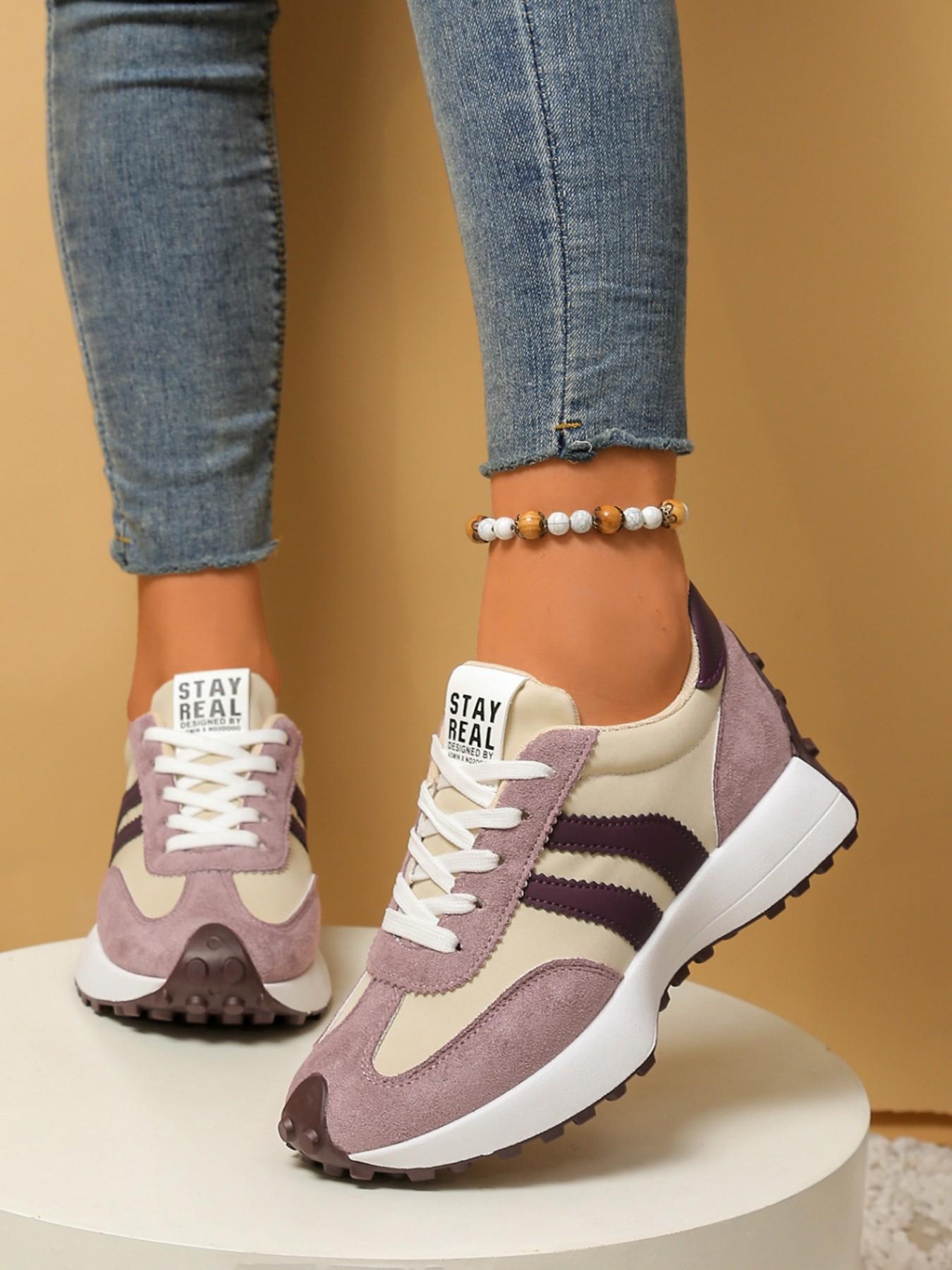 Spring Summer Retro Aggressive Shoes Women, Imitated Deer Skin Material, Casual Training Shoes, Anti-Slip Thick Sole, Outdoor Shopping Commute