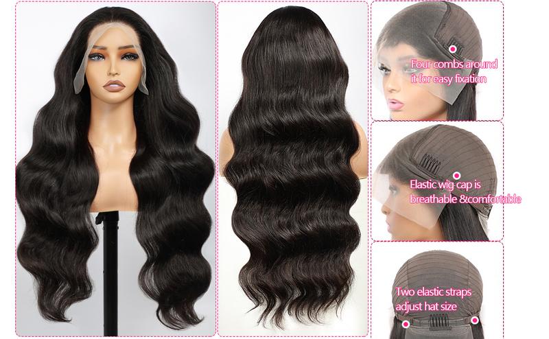 Lemoda Body Wave 13x6 HD Transparent Lace Front Wigs Human hair 210% Density Virgin 12A Straight Frontal Wigs Human Hair Natural Hairline 13x6 Body Wave/Straight Wig Pre Plucked Wig
