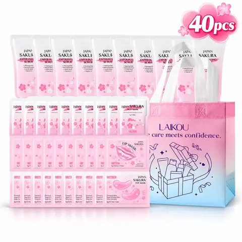 Sakura Skin Care Kit, Glow Up Bundle, Skin Care Products, 40pcs/set Skin Care Combination Moisturizing & Face Mask & Lip Mask & Mud Mask & Sleeping Mask & Scrub, Facial Skin Care Kit for Women & Girls