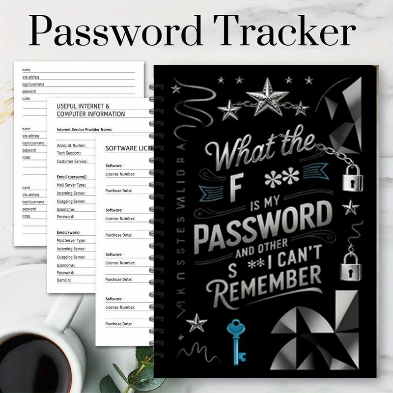 Fun Password Notebook with Generator Pages, Women's Code Diary, Tech Gift for Office & Home, Spiral Bound Password Manager, Travel Diary Notebook