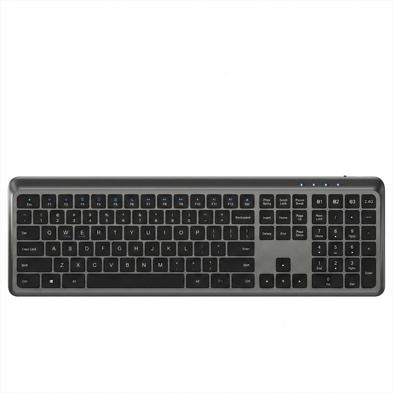 Ergonomic Wireless Keyboard, Dual Mode Full Size, Rechargeable Bluetooth-compatible, Curved Design, Numeric Keypad, Desktop Computer Compatible, Ergonomic Keyboards