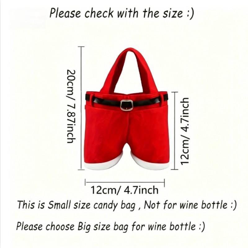 6 Christmas Claus Pants Candy Bags, Portable Gift Bags with Handles, Party Favor Bags, Goodie Bags, Wedding Gift Wrapping, Holiday Atmosphere, 4.7x7.87 Inches