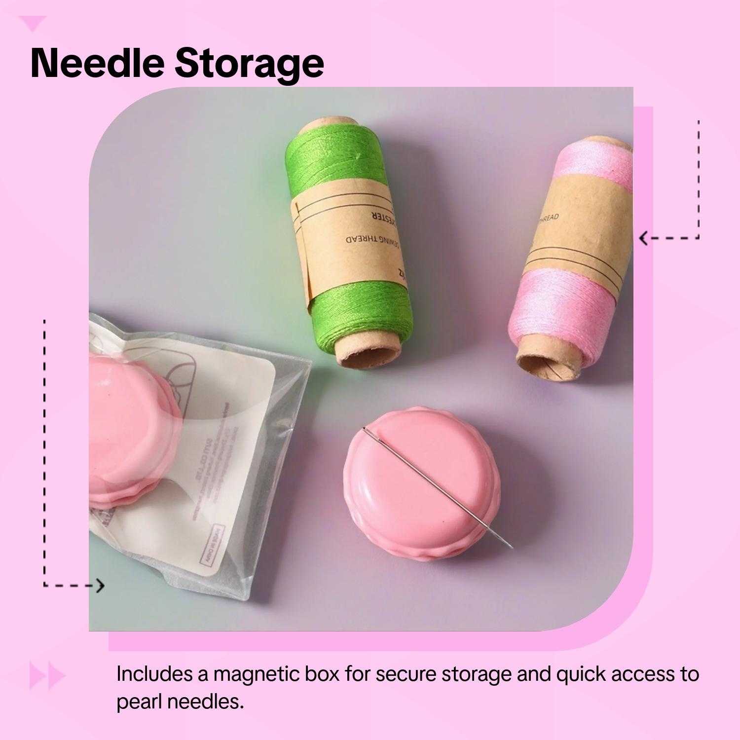 Macaron Color Needle Picker, Needle Grinder Tool, Fabric Embroidery Brush, DIY Sewing Tools, Pearl Needle Magnetic Box