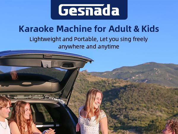 Karaoke Machine 2 Wireless Microphones, Portable Bluetooth Speaker w/PA System for Adults & Kids with LED Lights, Bass/Treble Adjustment, Supports REC/TWS/FM/AUX/USB/IF Card for Party
