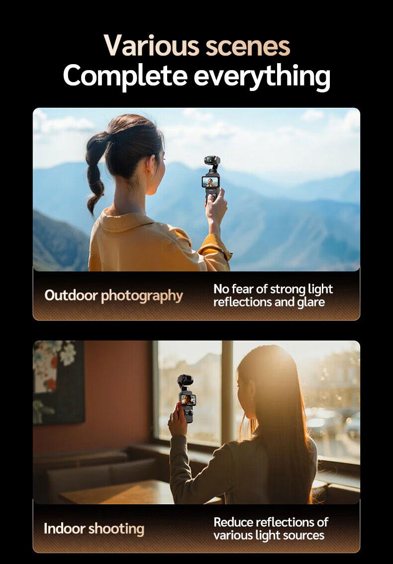 Protective Film for Dji Osmo Pocket 3 Camera, Screen Protector + Lens Film, Dust-Free HD Tempered Glass, Anti-Scratch, Responsive Control, Photography Camera Accessories