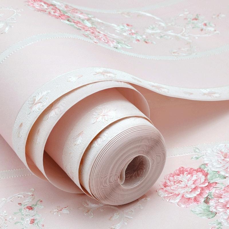 1 Roll Thick Embossed Non-Woven Peel and Stick Wallpaper Floral, European Vintage American Retro 3D Vertical Stripe Floral Wall Covering, Warm Insulation DIY Decor for Living Room Bedroom Accent Wall Gym, Interior Walls