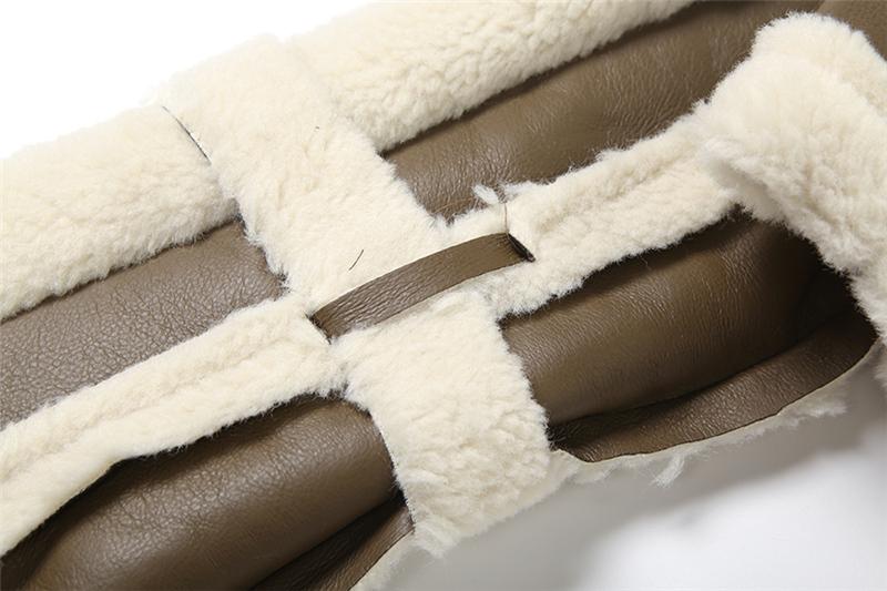 DOUCIU New Autumn And Winter Fashion Personality All-Match Hip-Hop Joint Cool Loose Casual Warm Ladies Retro Pu Leather Contrast Color Cardigan Short Jacket