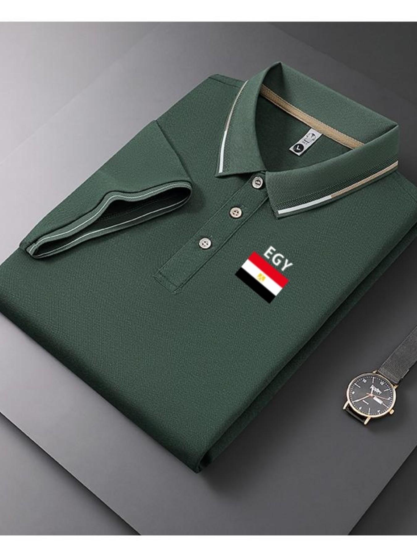 Men's Casual Summer Print T-Shirt, Iceland Flag Design, Geometric Pattern, Lightweight Breathable Polo Shirt, Short Sleeve Top