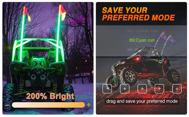 Nilight 2PCS 6FT RGB LED Whip Light with Spring Base Remote & App Control w/DIY Chasing Patterns Turn Signal & Brake Lights for ATV UTV Polaris RZR Can-am Dune Buggy Jeep  dealsforyoudays