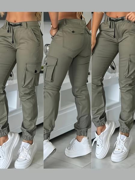 Autumn Winter New High Waist Slimming Women's Casual Fashion Military Pants, Long Cargo Workwear Trousers for Ladies Autumn Winter New High Waist Slimming Women's Casual Fashion Military Pants, Long Cargo Workwear Trousers for Ladies