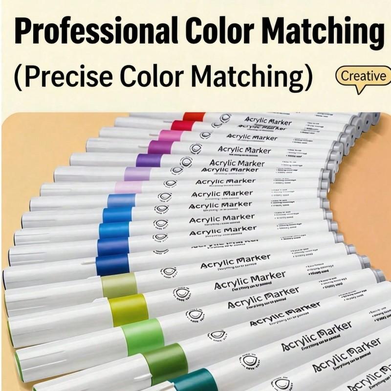 Set Includes 48/36/24/12 Color Acrylic Markers, Soft Tips, Suitable for DIY, Layering, Transparent Printing, Washable, High Coverage, Ideal for Students