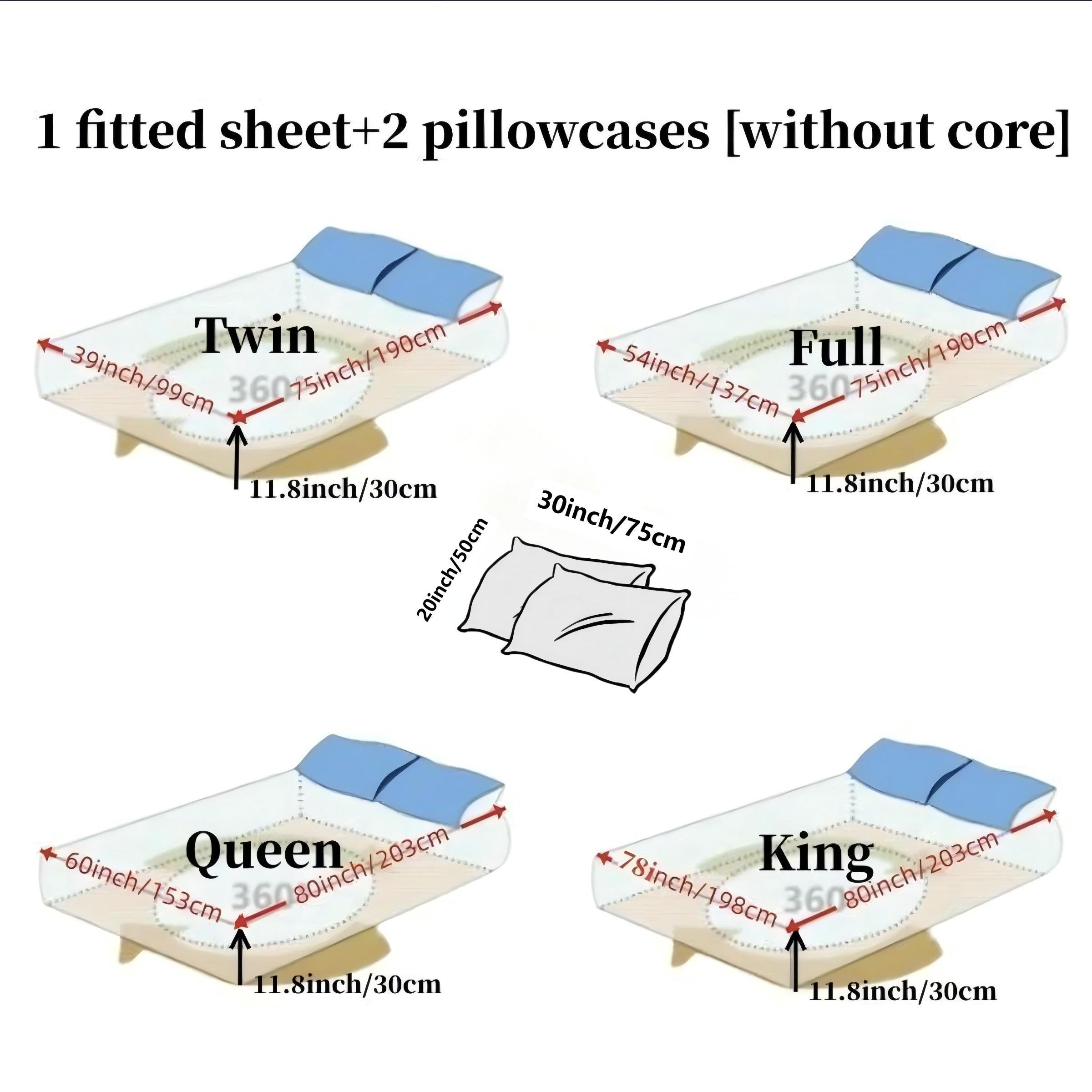 Floral Pattern Bedding Set, 3 Counts/set Including 1 Count Fitted Sheet & 2 Counts Pillowcase without Filler, Soft Comfortable Bedding Set for Bedroom, Decorative Bedsheet Sets