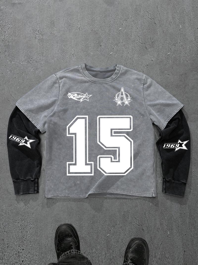 Unisex Fall Winter Patchwork Fitted Short Sleeve T-Shirt, Street Style Y2K Fashion, Perfect for Casual