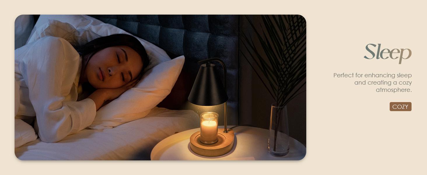 Candle Warmer Lamp with Retro Wooden Base - Home Decor Wax Melt for Small and Large Jar Candles, Candle Heater Lamp with 2 Bulbs, Dimmer and Timer Function