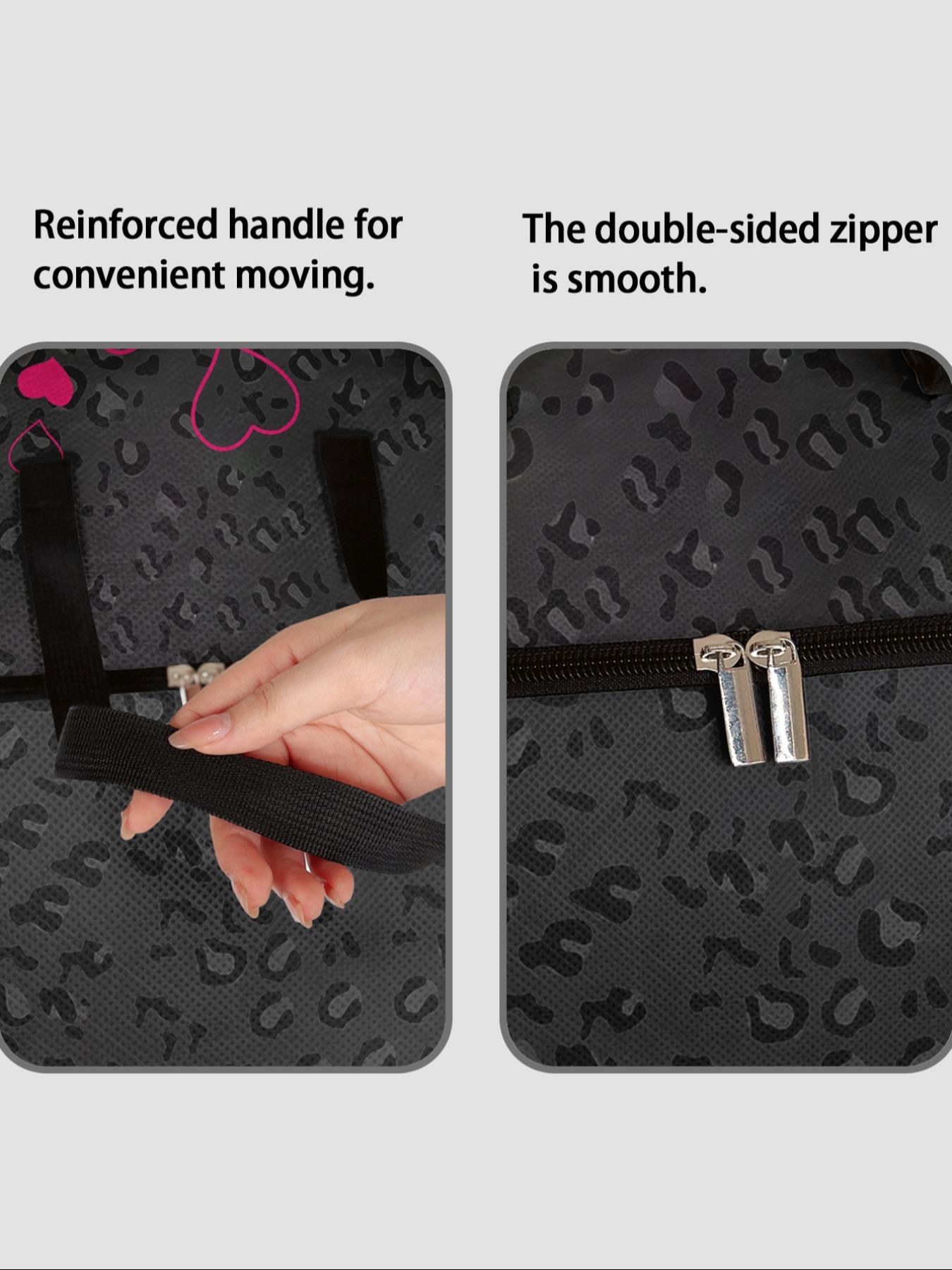 Heart Pattern Storage Box, Large Space-Saving Clothing Storage Organizer with Convenient Handles, Ideal for Moving, Travel, Camping, Dormitory, Bedroom