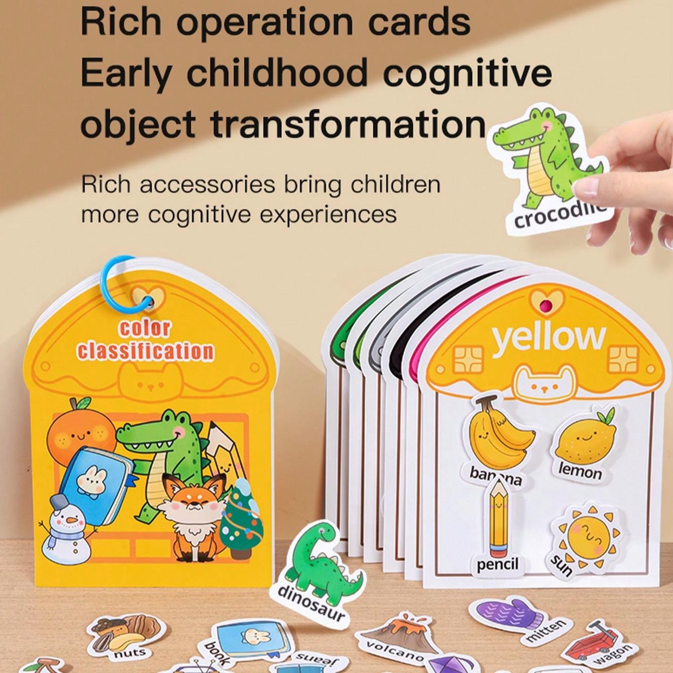 Interactive Magic Sticker Book, 48 Items & 6 Scene Cards, Reusable Sensory Toys, Improves Focus & Sensory Development